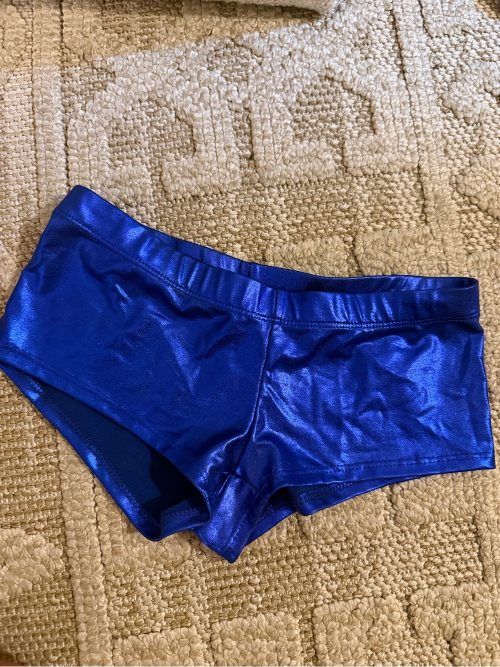NWOT Metallic Royal Blue Dance Shorts cheeky workout sz small raver